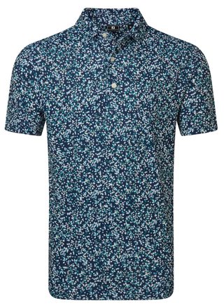 FootJoy Watercolour Floral Print Pique pánske polo, navy/sunshine/field green