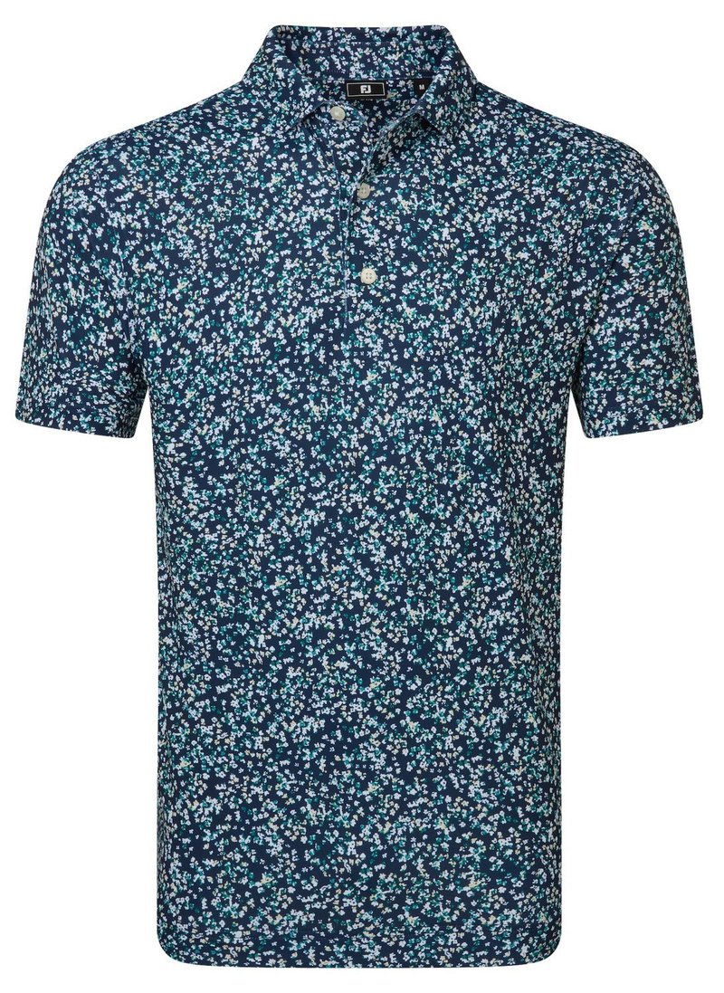 FootJoy Watercolour Floral Print Pique pánske polo, navy/sunshine/field green