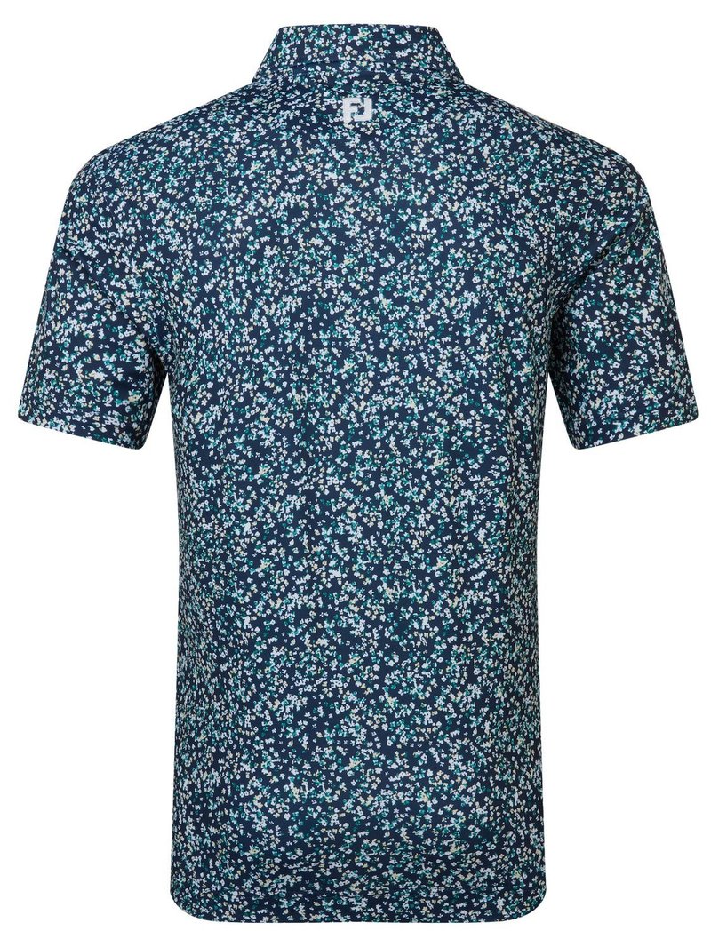 FootJoy Watercolour Floral Print Pique pánske polo, navy/sunshine/field green