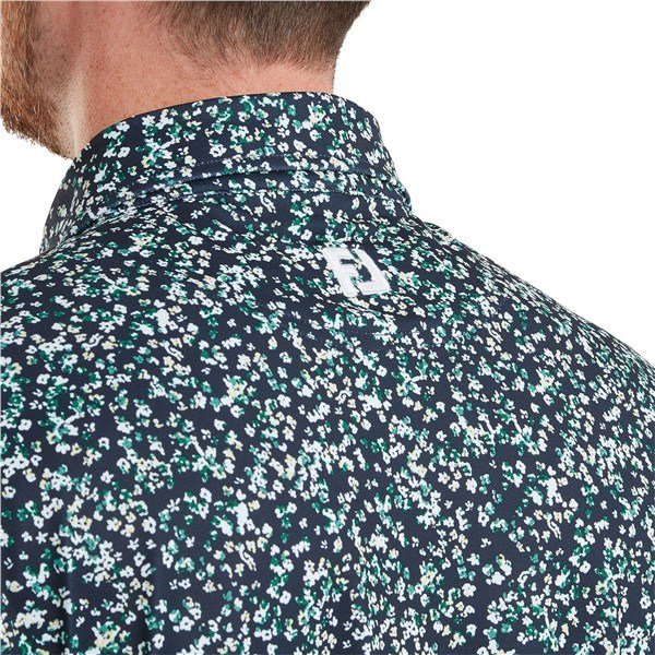 FootJoy Watercolour Floral Print Pique pánske polo, navy/sunshine/field green