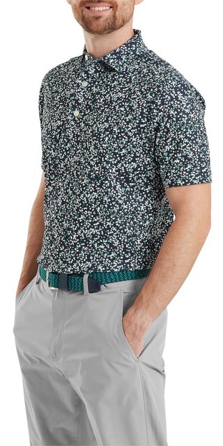 FootJoy Watercolour Floral Print Pique pánske polo, navy/sunshine/field green