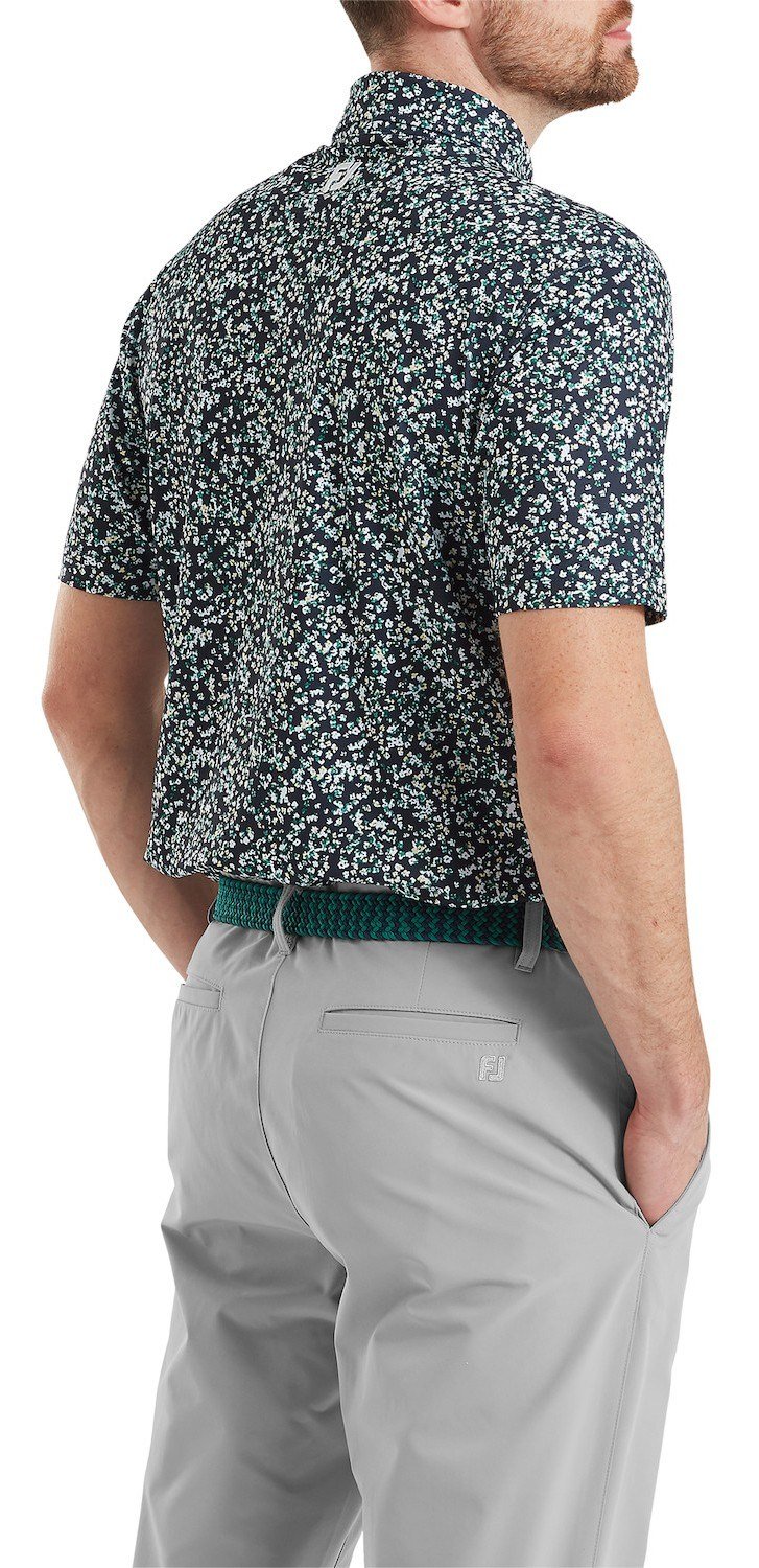 FootJoy Watercolour Floral Print Pique pánske polo, navy/sunshine/field green