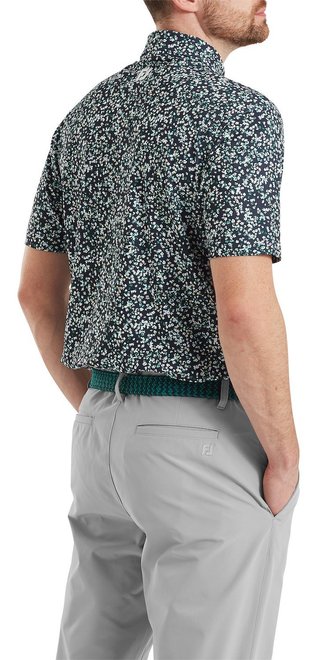 FootJoy Watercolour Floral Print Pique pánske polo, navy/sunshine/field green