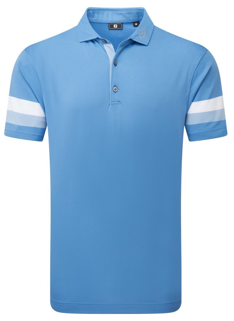 FootJoy Sleeve Stripe Pique pánske polo, coastal blue/chambray/white
