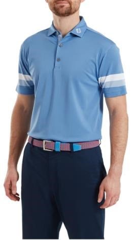FootJoy Sleeve Stripe Pique pánske polo, coastal blue/chambray/white