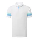 FootJoy Sleeve Stripe Pique pánske polo, biela/blue reef/sea glass
