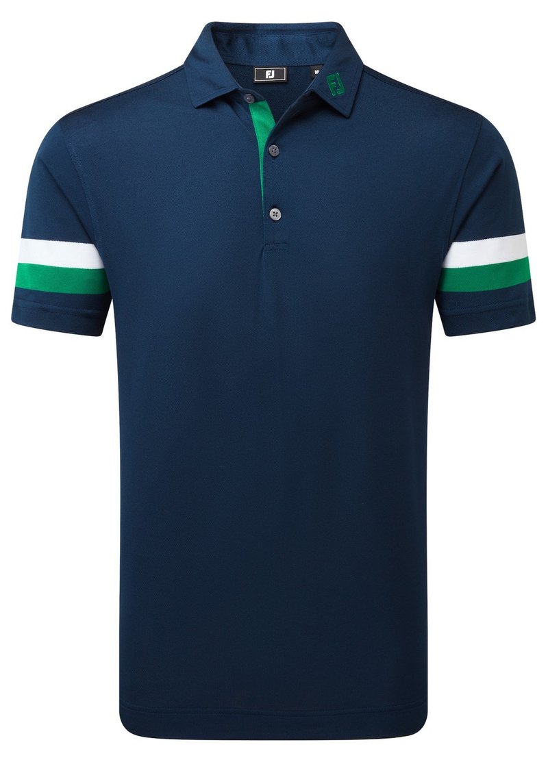 FootJoy Sleeve Stripe Pique pánske polo, navy/field green/white