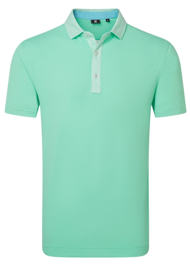 FootJoy Star Geo Trim Pique pánske polo, sea glass