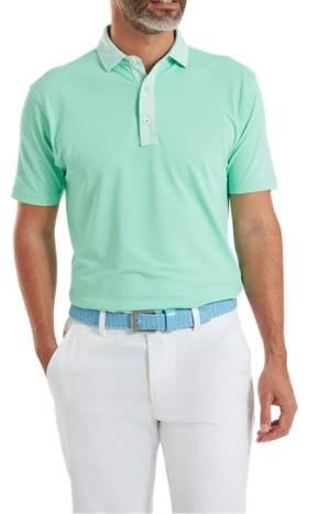 FootJoy Star Geo Trim Pique pánske polo, sea glass