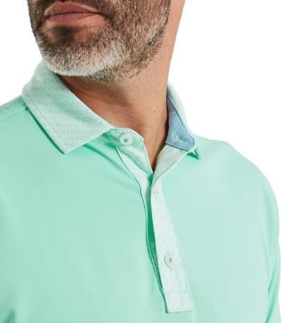 FootJoy Star Geo Trim Pique pánske polo, sea glass