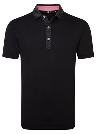 FootJoy Star Geo Trim Pique pánske polo, čierne