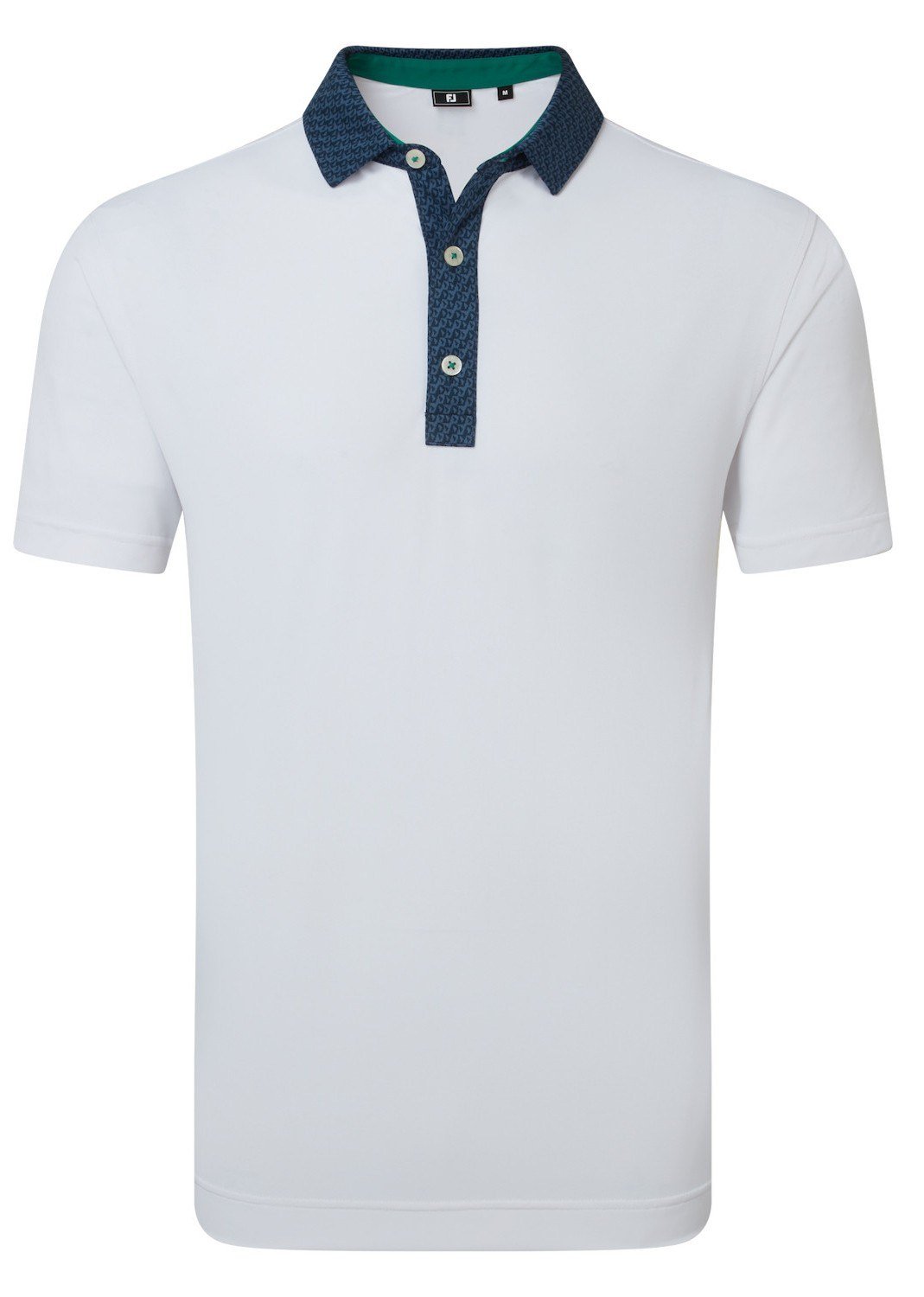 FootJoy Star Geo Trim Pique pánske polo, bielo/tmavomodré