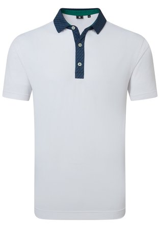 FootJoy Star Geo Trim Pique pánske polo, bielo/tmavomodré