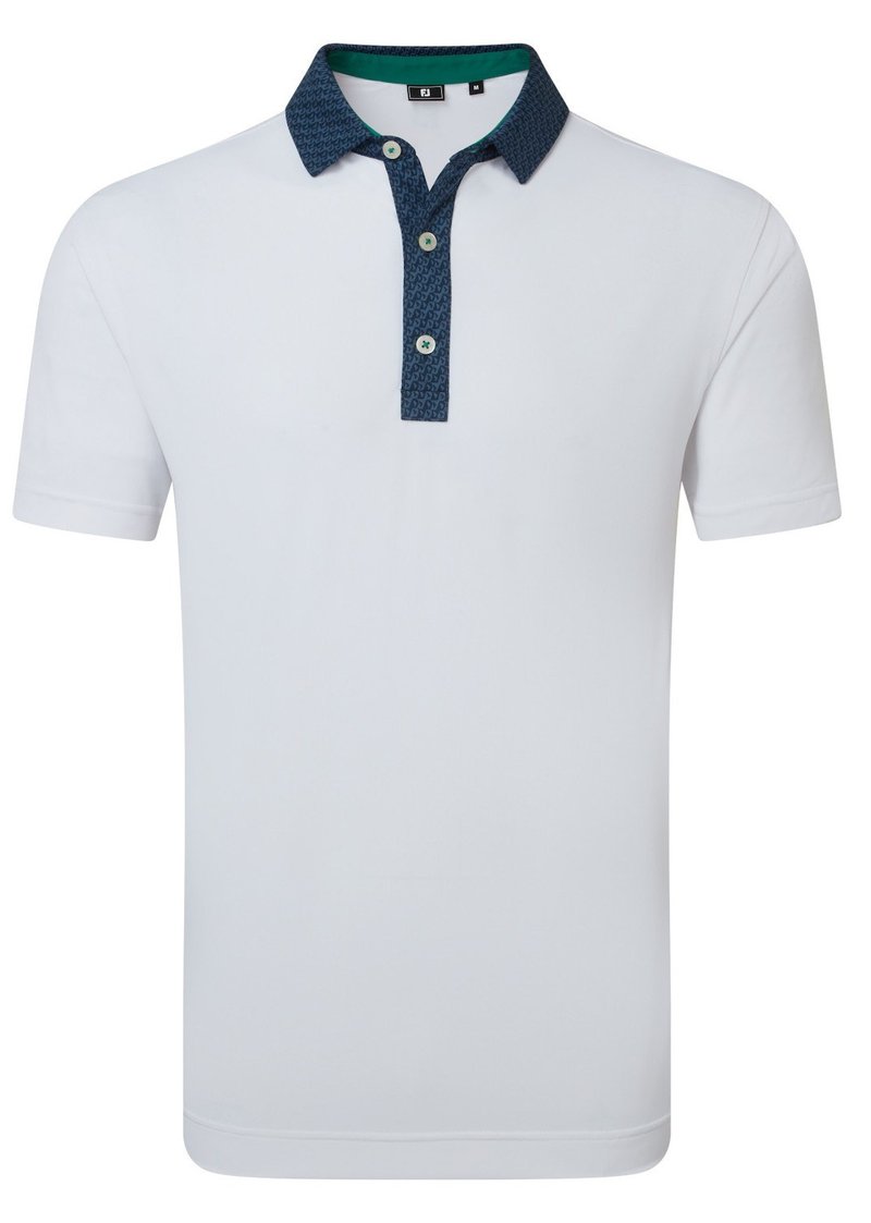 FootJoy Star Geo Trim Pique pánske polo, bielo/tmavomodré