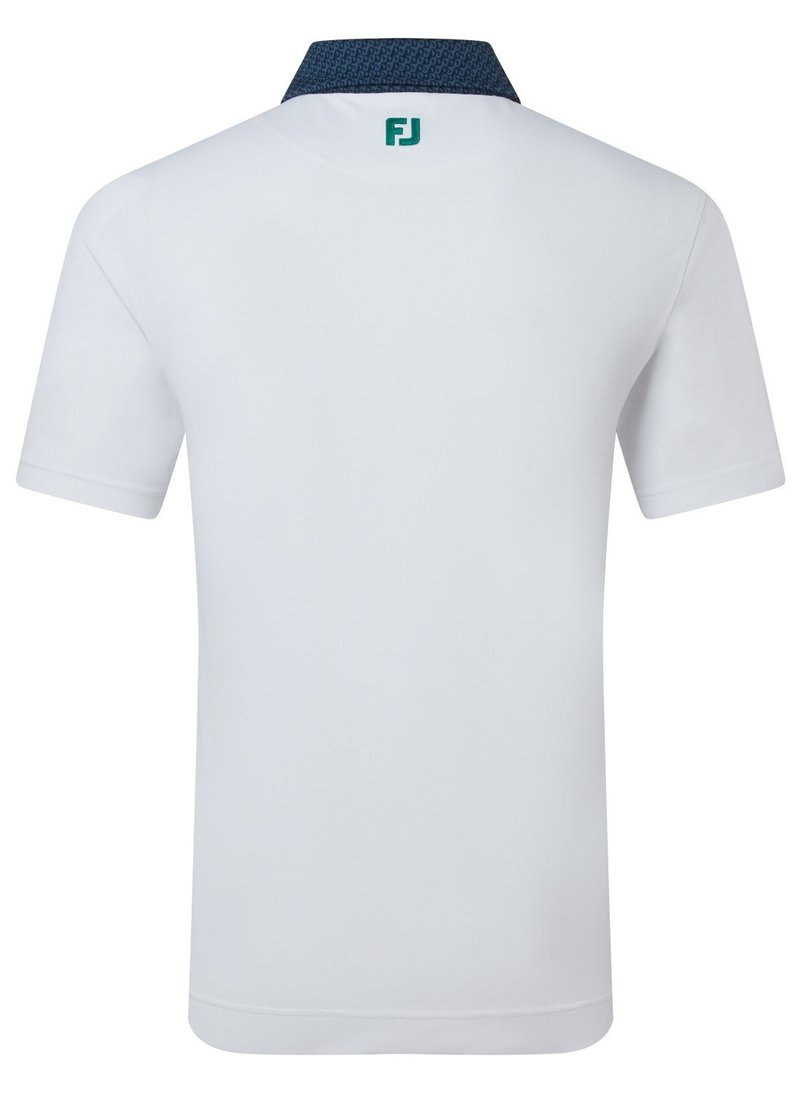 FootJoy Star Geo Trim Pique pánske polo, bielo/tmavomodré