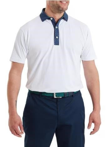 FootJoy Star Geo Trim Pique pánske polo, bielo/tmavomodré