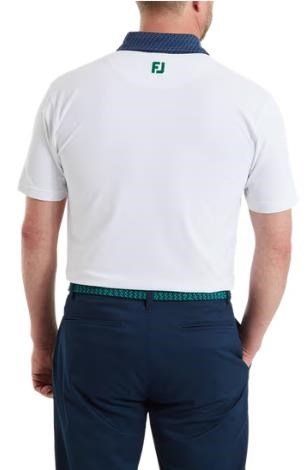 FootJoy Star Geo Trim Pique pánske polo, bielo/tmavomodré