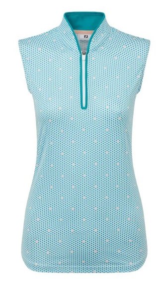 FootJoy Zip Front Tank Printed dámske polo, modro/bielo/broskyňové