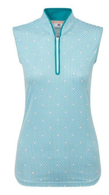 FootJoy Zip Front Tank Printed dámske polo, modro/bielo/broskyňové