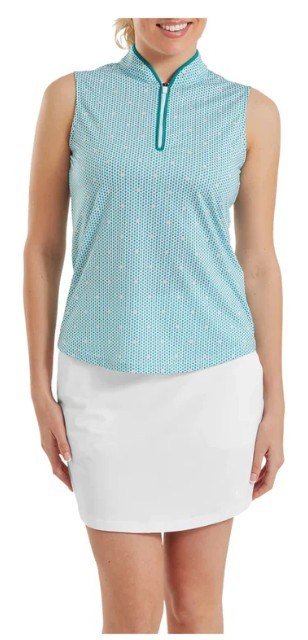 FootJoy Zip Front Tank Printed dámske polo, modro/bielo/broskyňové