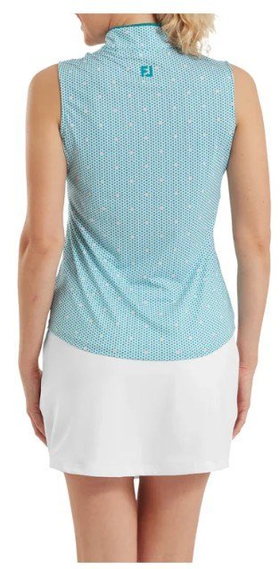 FootJoy Zip Front Tank Printed dámske polo, modro/bielo/broskyňové