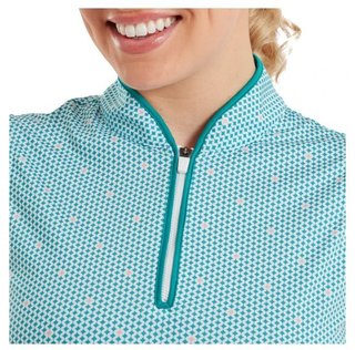 FootJoy Zip Front Tank Printed dámske polo, modro/bielo/broskyňové