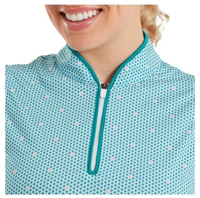 FootJoy Zip Front Tank Printed dámske polo, modro/bielo/broskyňové