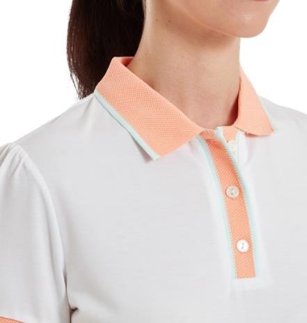 FootJoy Cap Sleeve dámske polo, white/desert peach