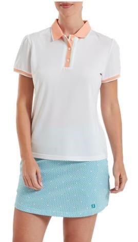 FootJoy Cap Sleeve dámske polo, white/desert peach