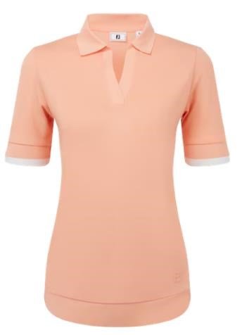 FootJoy Texture Knit dámske polo, desert peach/white