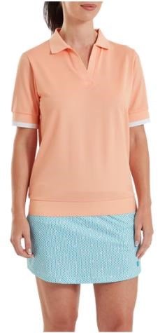 FootJoy Texture Knit dámske polo, desert peach/white