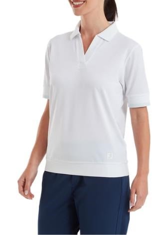 FootJoy Texture Knit dámske polo, white/glacial blue