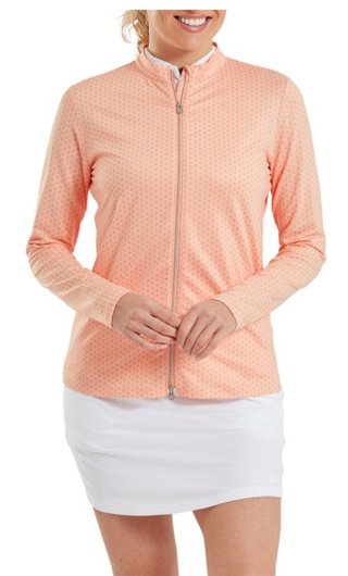FootJoy Midlayer Full Zip Printed Sleeve dámska mikina, desert peach