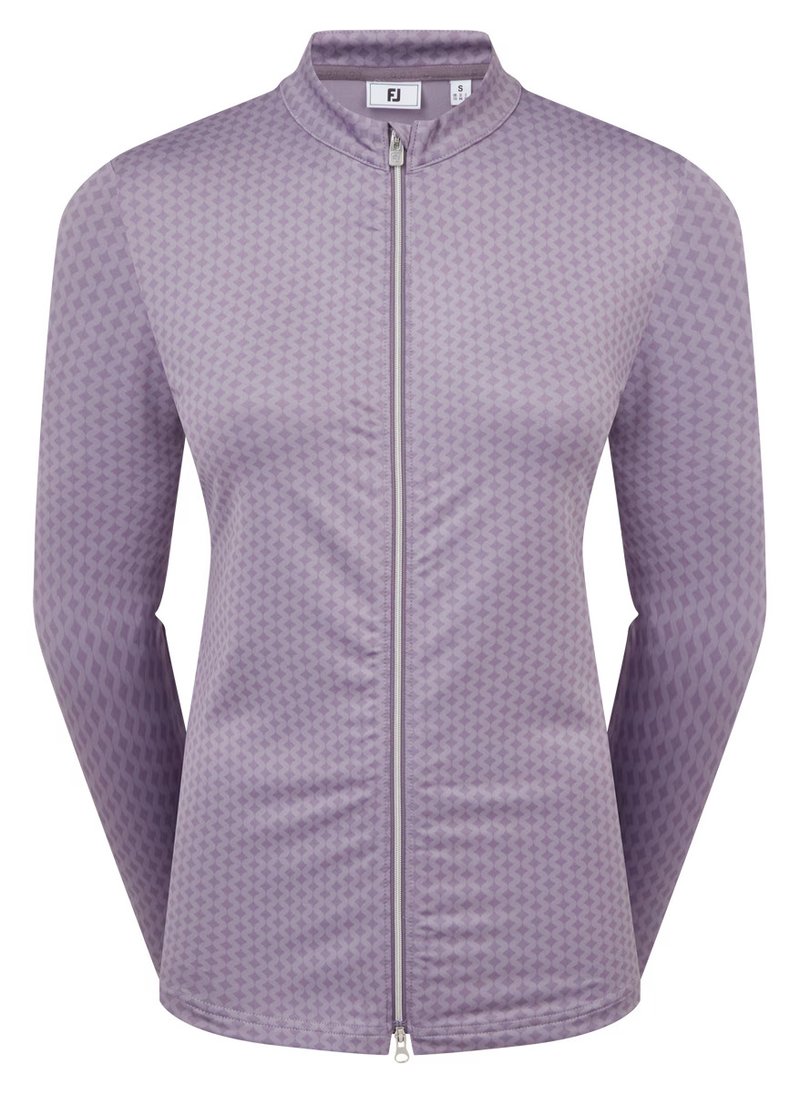 FootJoy Midlayer Full Zip Printed Sleeve dámska mikina, dusty violet