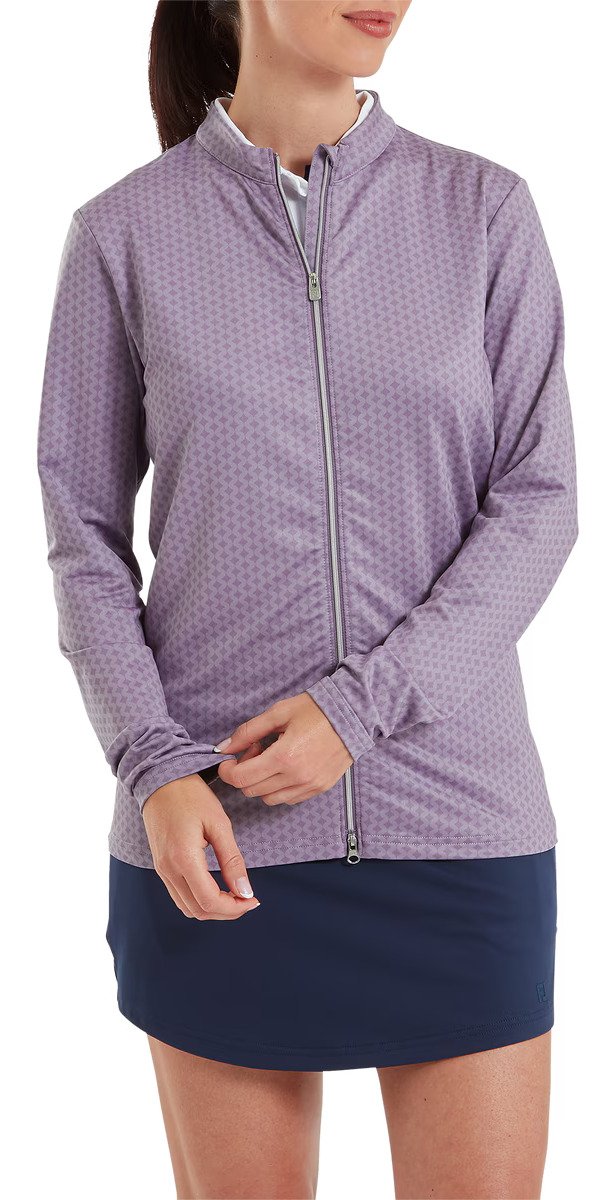 FootJoy Midlayer Full Zip Printed Sleeve dámska mikina, dusty violet