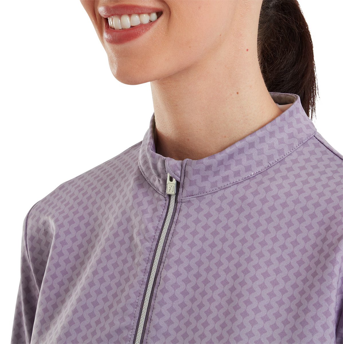 FootJoy Midlayer Full Zip Printed Sleeve dámska mikina, dusty violet