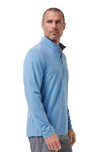 Travis Mathew Heater Pro 1/4Zip pánska mikina, pacific coast
