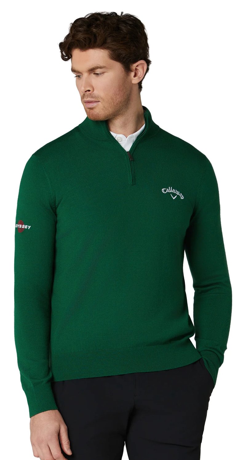 Callaway 1/4 Zip Mock pánsky sveter, deep galapagos green