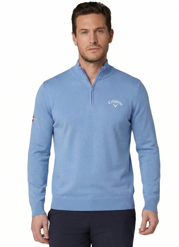 Callaway 1/4 Zip Mock pánsky sveter, vista blue