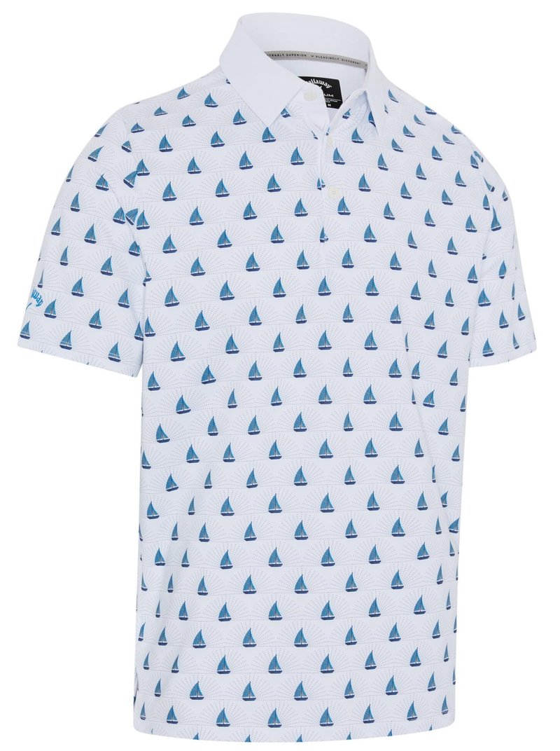 Callaway Sailboat Sunset Geo Print pánske polo, bright white