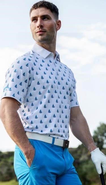 Callaway Sailboat Sunset Geo Print pánske polo, bright white