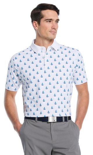Callaway Sailboat Sunset Geo Print pánske polo, bright white