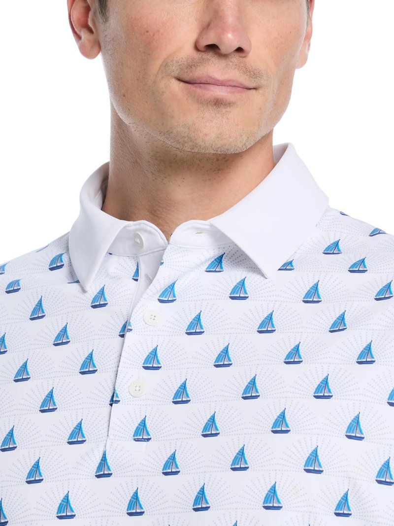 Callaway Sailboat Sunset Geo Print pánske polo, bright white