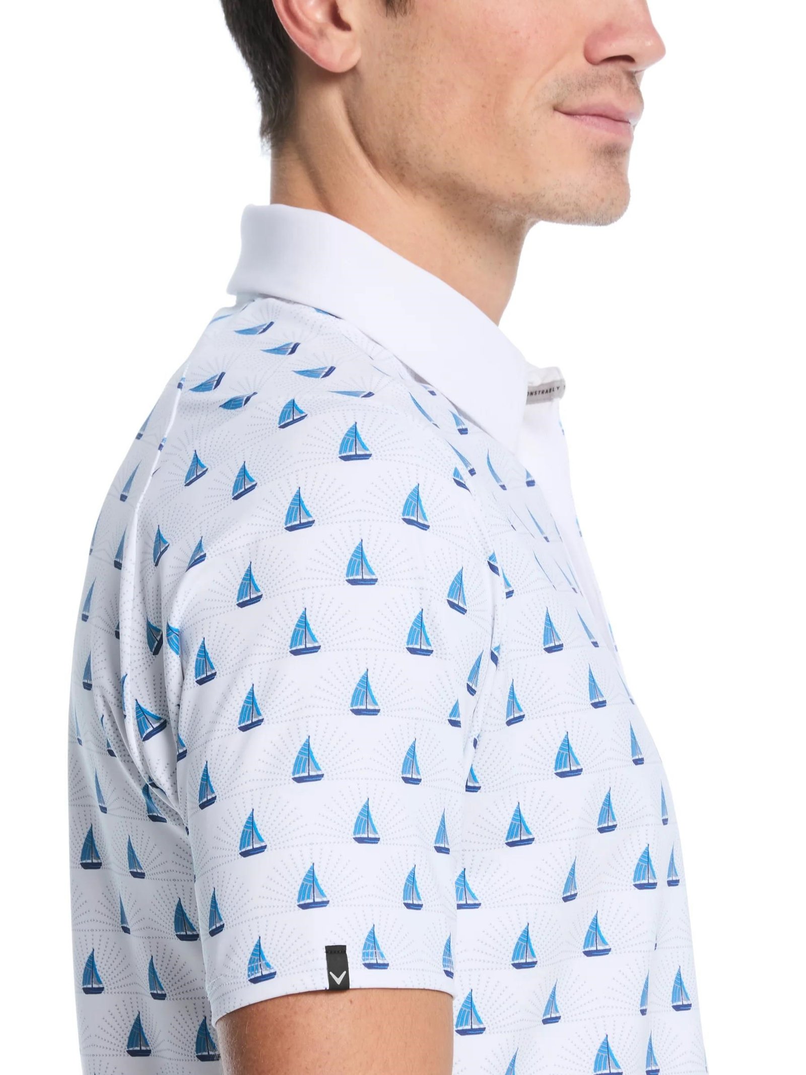Callaway Sailboat Sunset Geo Print pánske polo, bright white
