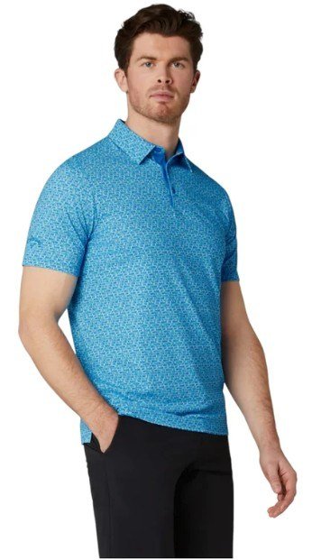 Callaway Tile Gingham Print pánske polo, brilliant blue