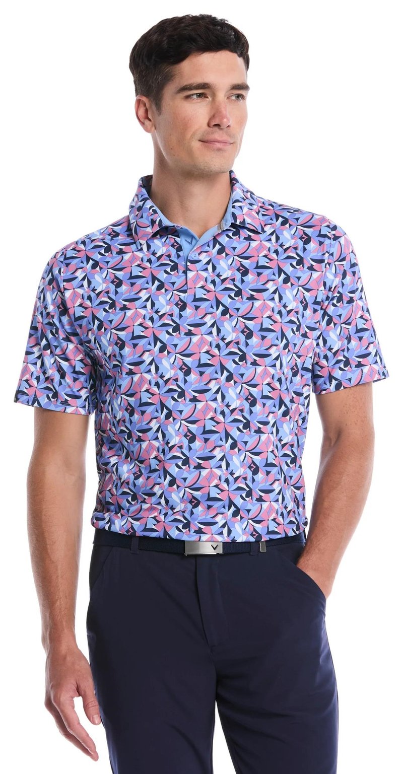 Callaway Dogwood Floral Geo pánske polo, vista blue