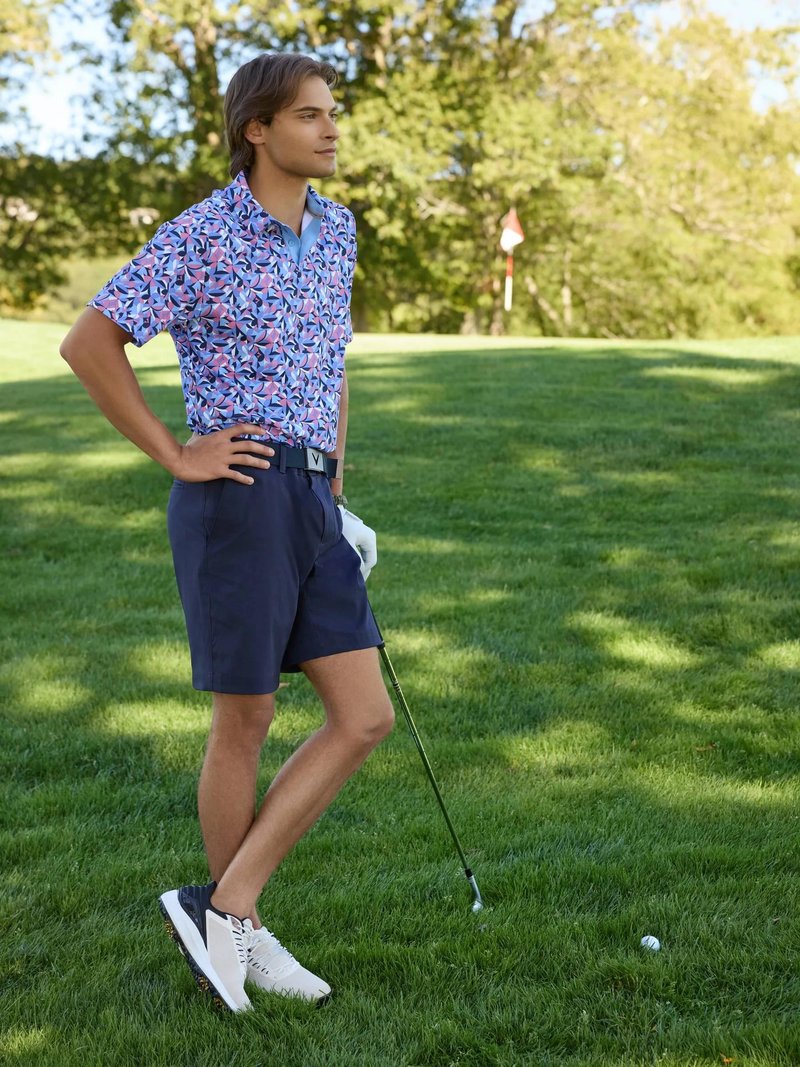Callaway Dogwood Floral Geo pánske polo, vista blue