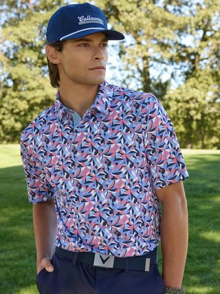 Callaway Dogwood Floral Geo pánske polo, vista blue