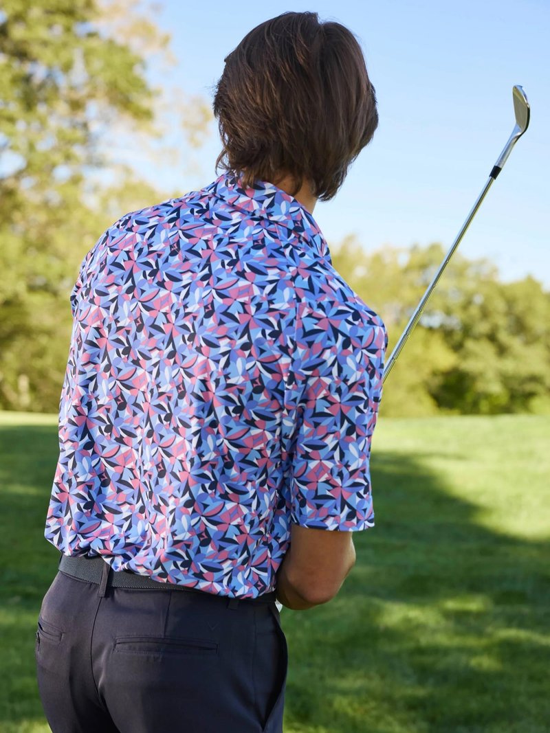 Callaway Dogwood Floral Geo pánske polo, vista blue