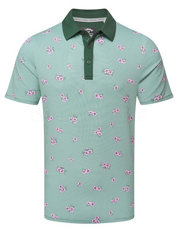 Callaway Azalea Gingham pánske polo, galapagos green